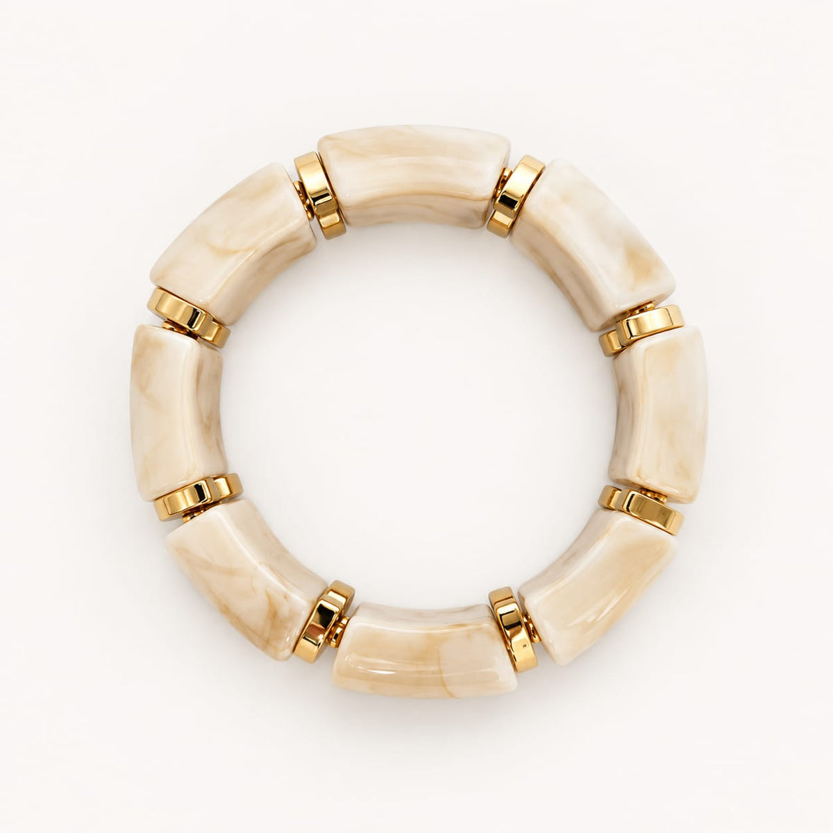 IVANA – Bracelet élastique ivoire marbré et doré