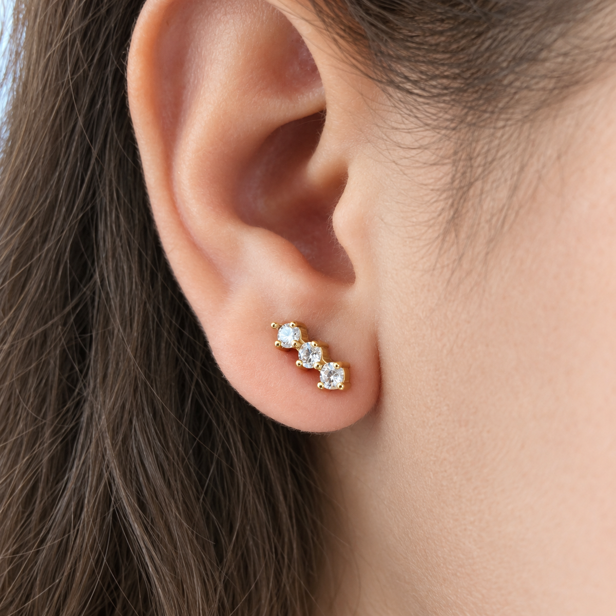 LAMAR – Boucles d’oreilles à trois pierres brillantes
