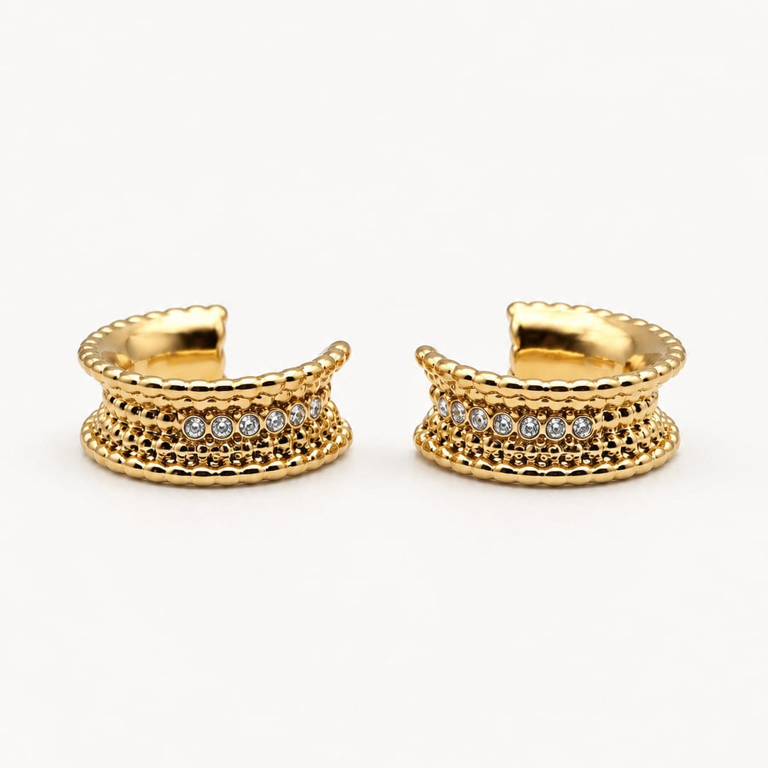 ALBA- Boucles d’oreilles  dorées ornées de zircons