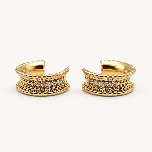 ALBA- Boucles d’oreilles  dorées ornées de zircons