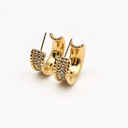ALBA- Boucles d’oreilles  dorées ornées de zircons