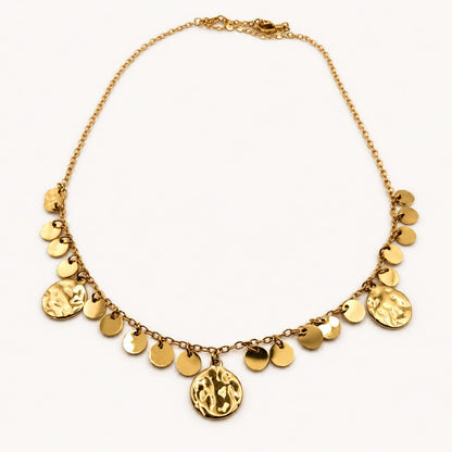 CASSANDRA-Collier doré à médaillons martelés