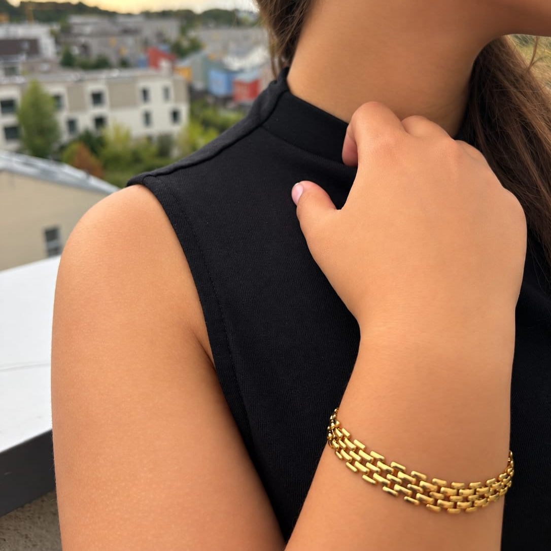 ELENA – Bracelet chaîne dorée multirangs