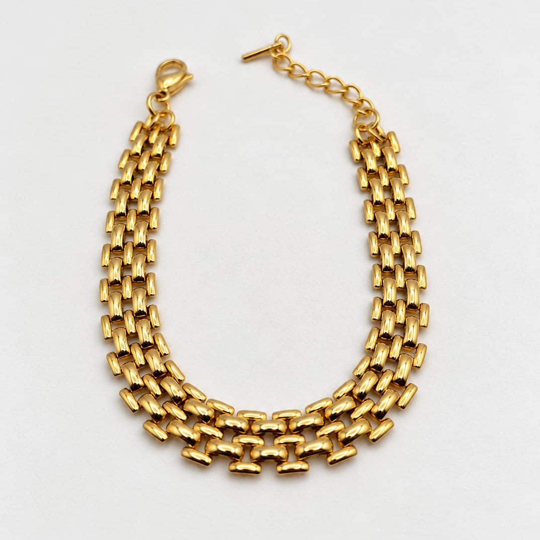 ELENA – Bracelet chaîne dorée multirangs
