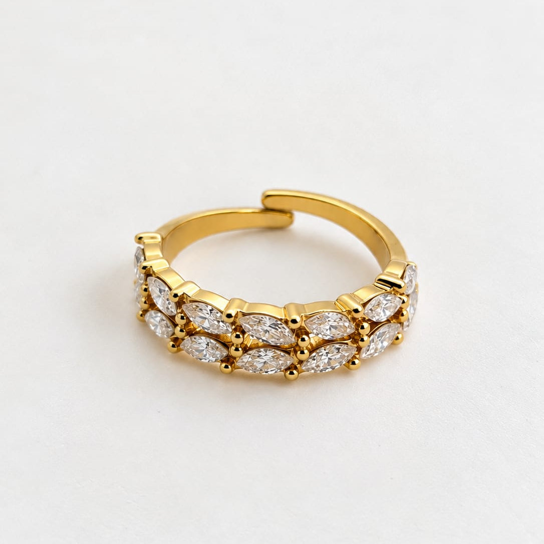 ÉLYSE – Bague ajustable dorée à strass