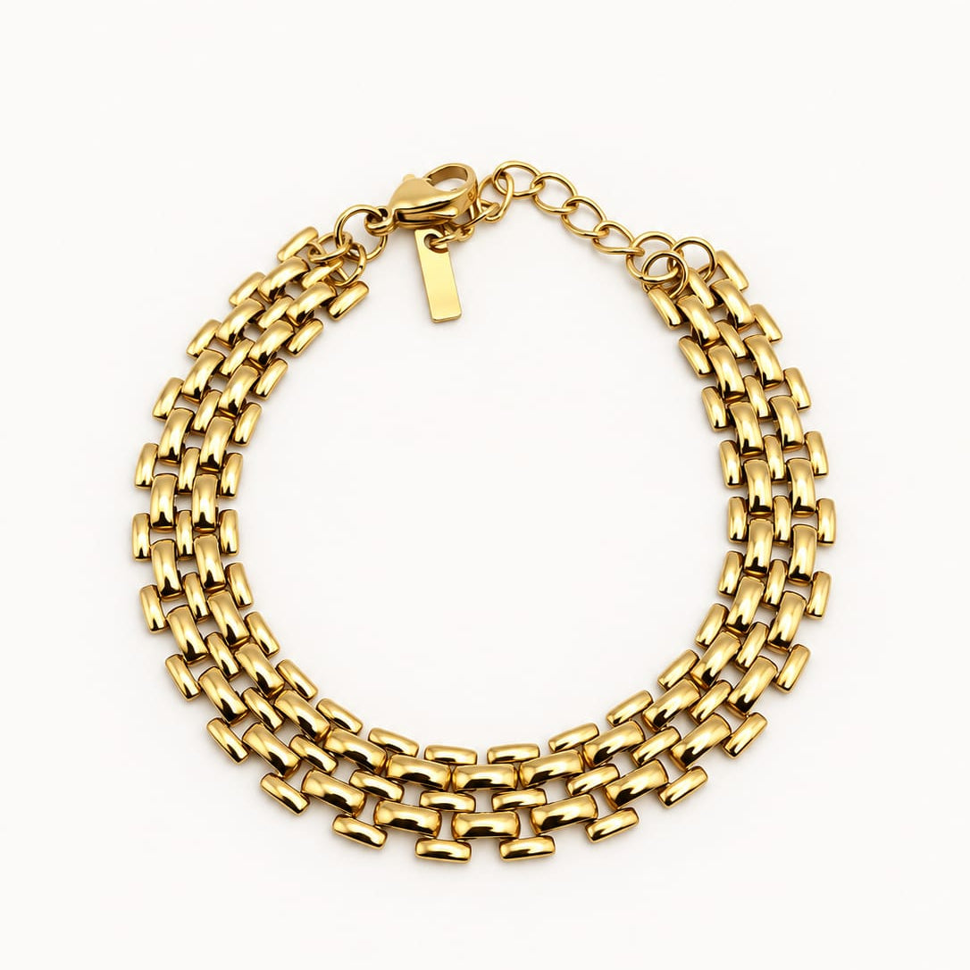 ELENA – Bracelet chaîne dorée multirangs