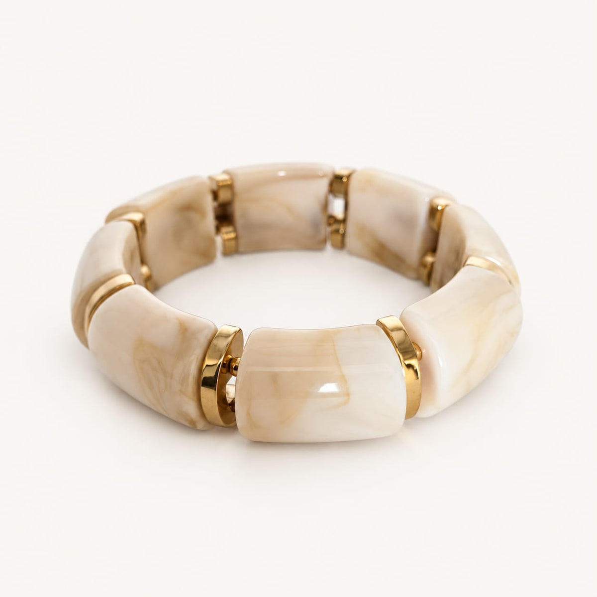 IVANA – Bracelet élastique ivoire marbré et doré