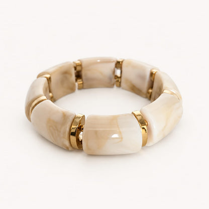 IVANA – Bracelet élastique ivoire marbré et doré
