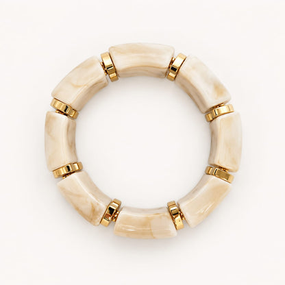 IVANA – Bracelet élastique ivoire marbré et doré