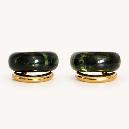 OVILIA – Boucles d’oreilles vertes et dorées