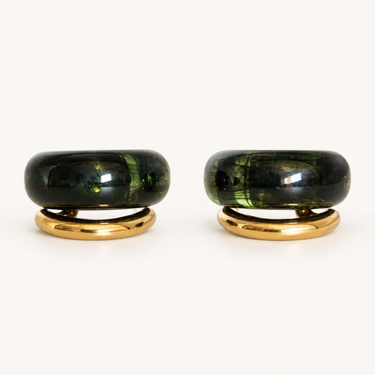 OVILIA – Boucles d’oreilles vertes et dorées