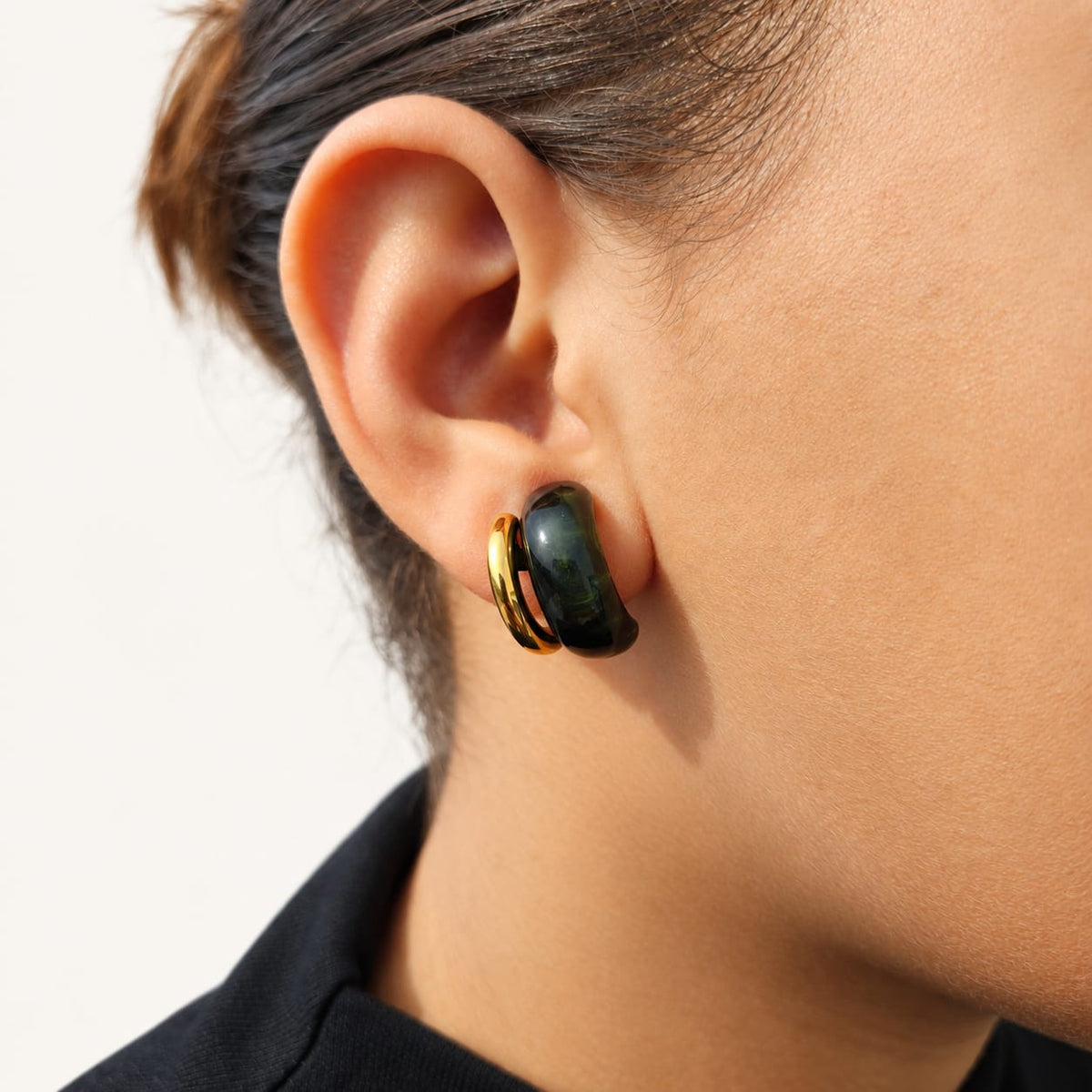 OVILIA – Boucles d’oreilles vertes et dorées