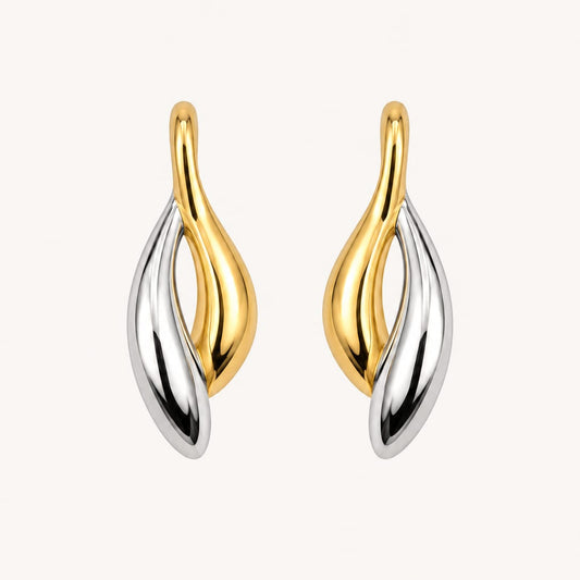 LÉONIE - Boucles d’oreilles bicolores dorées & argentées