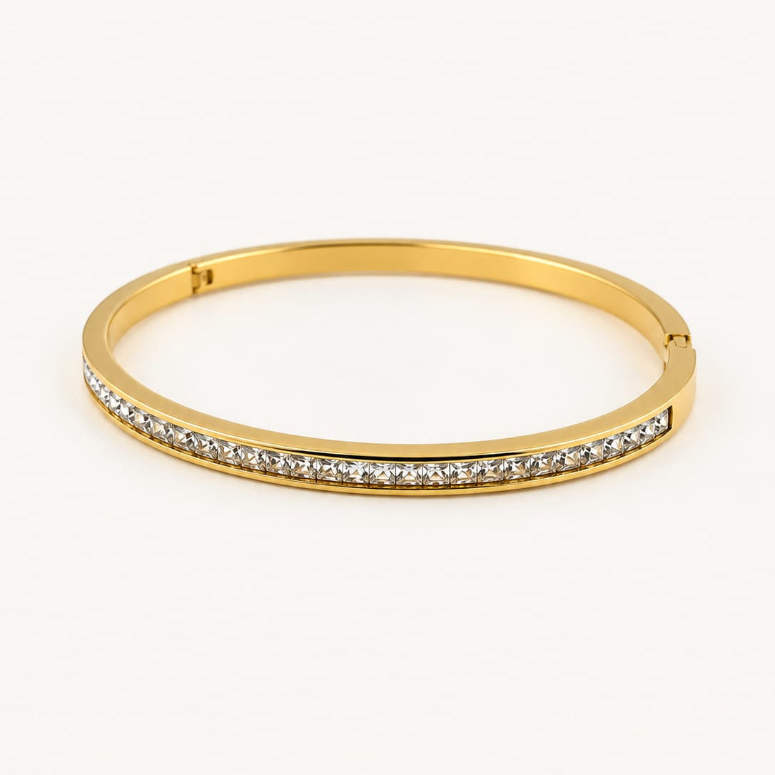 LIORA – Bracelet jonc doré et cristal