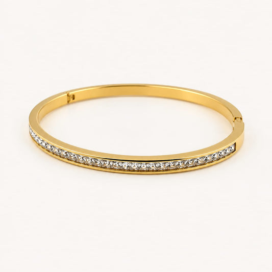 LIORA – Bracelet jonc doré et cristal