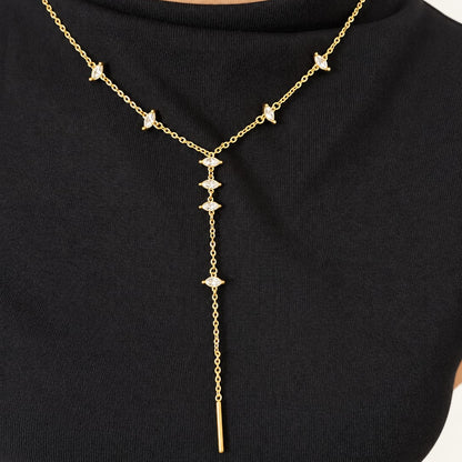 LYSÉA – Collier doré en Y à cristaux marquise