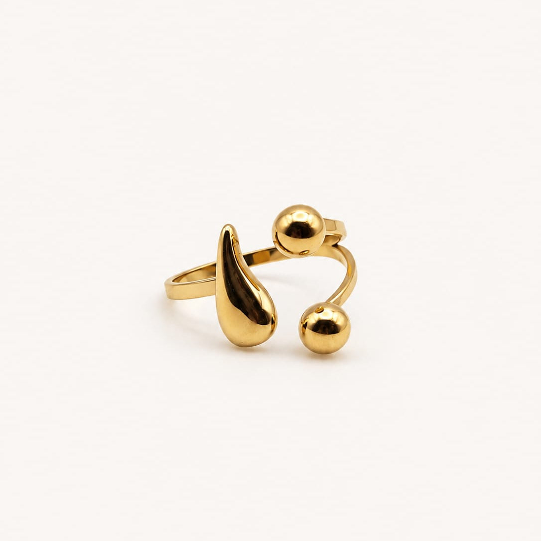 MAELYS - Bague ajustable dorée au design goutte
