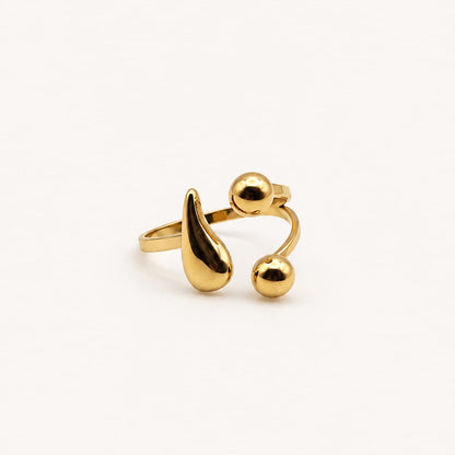MAELYS - Bague ajustable dorée au design goutte