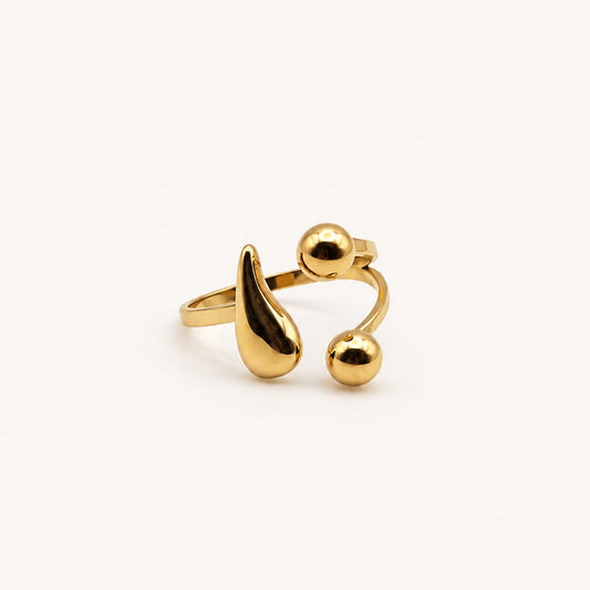 MAELYS - Bague ajustable dorée au design goutte
