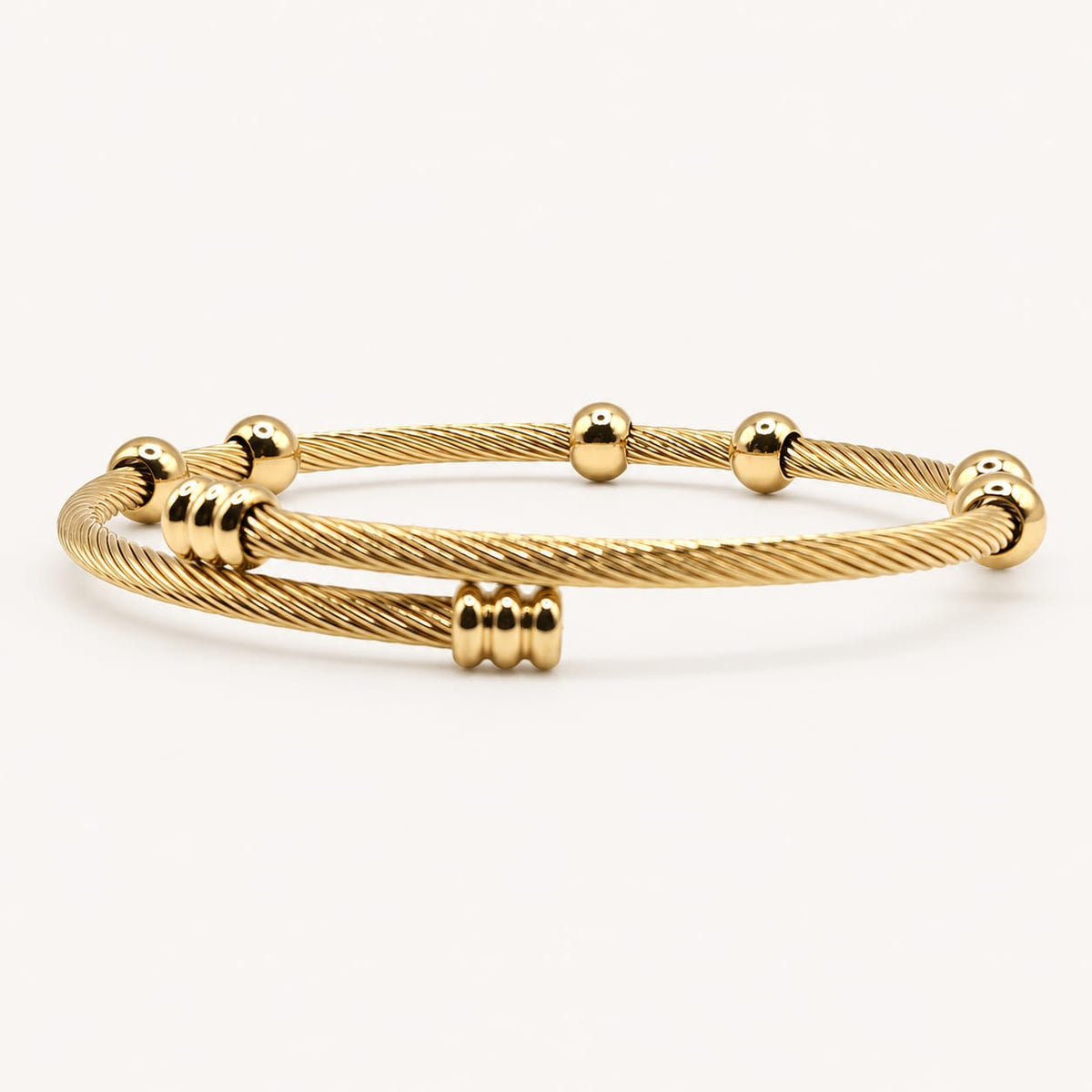 NÉLIA - bracelet jonc doré torsadé à billes