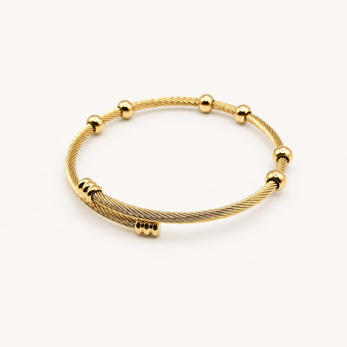 NÉLIA - bracelet jonc doré torsadé à billes