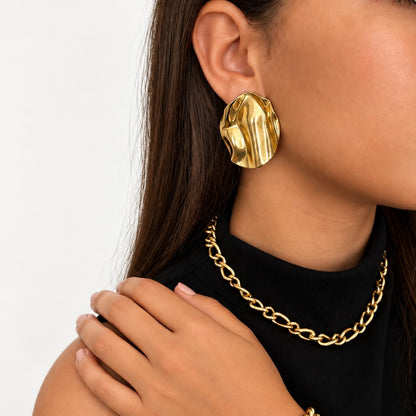 ONDÉA – Boucles d’oreilles dorées style futuriste