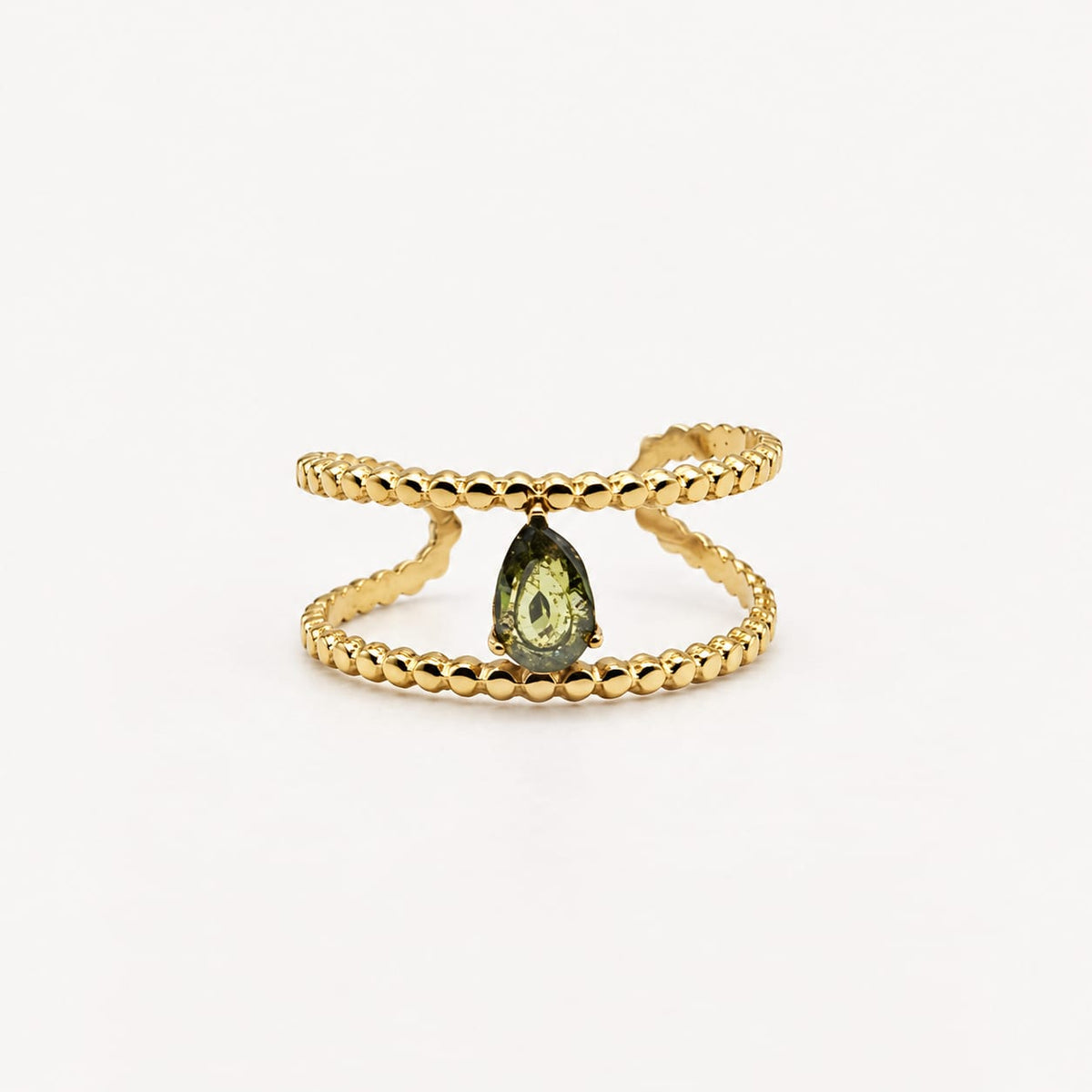 OLIVIA – Bague dorée ajourée avec pierre goutte