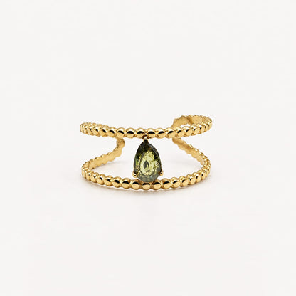 OLIVIA – Bague dorée ajourée avec pierre goutte