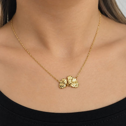 ORMA - Collier feuille de Ginkgo en acier inoxydable