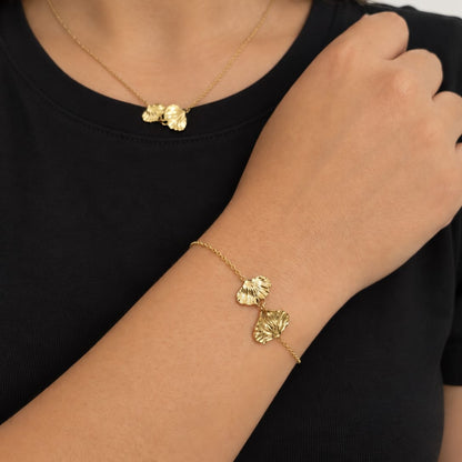 ORMA – Bracelet feuilles de Ginkgo doré