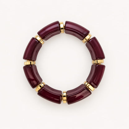 PRUNE – Bracelet élastique bordeaux et doré