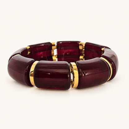 PRUNE – Bracelet élastique bordeaux et doré
