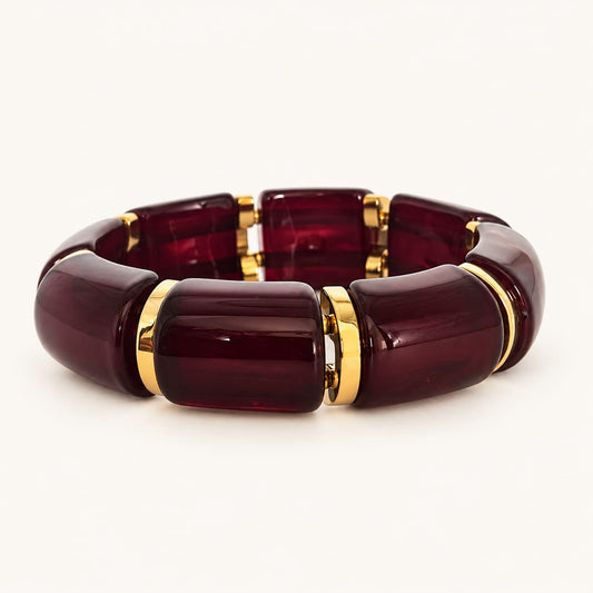 PRUNE – Bracelet élastique bordeaux et doré