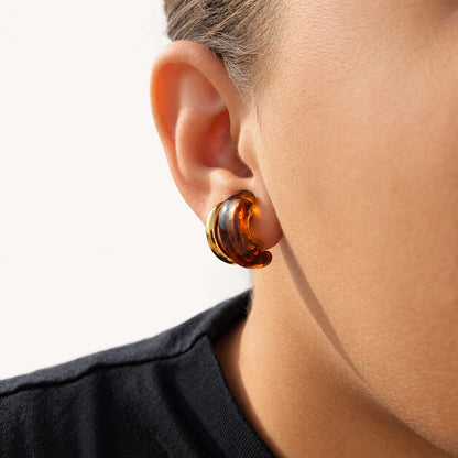 PRUNE – Boucles d’oreilles aux reflets ambrés et dorés