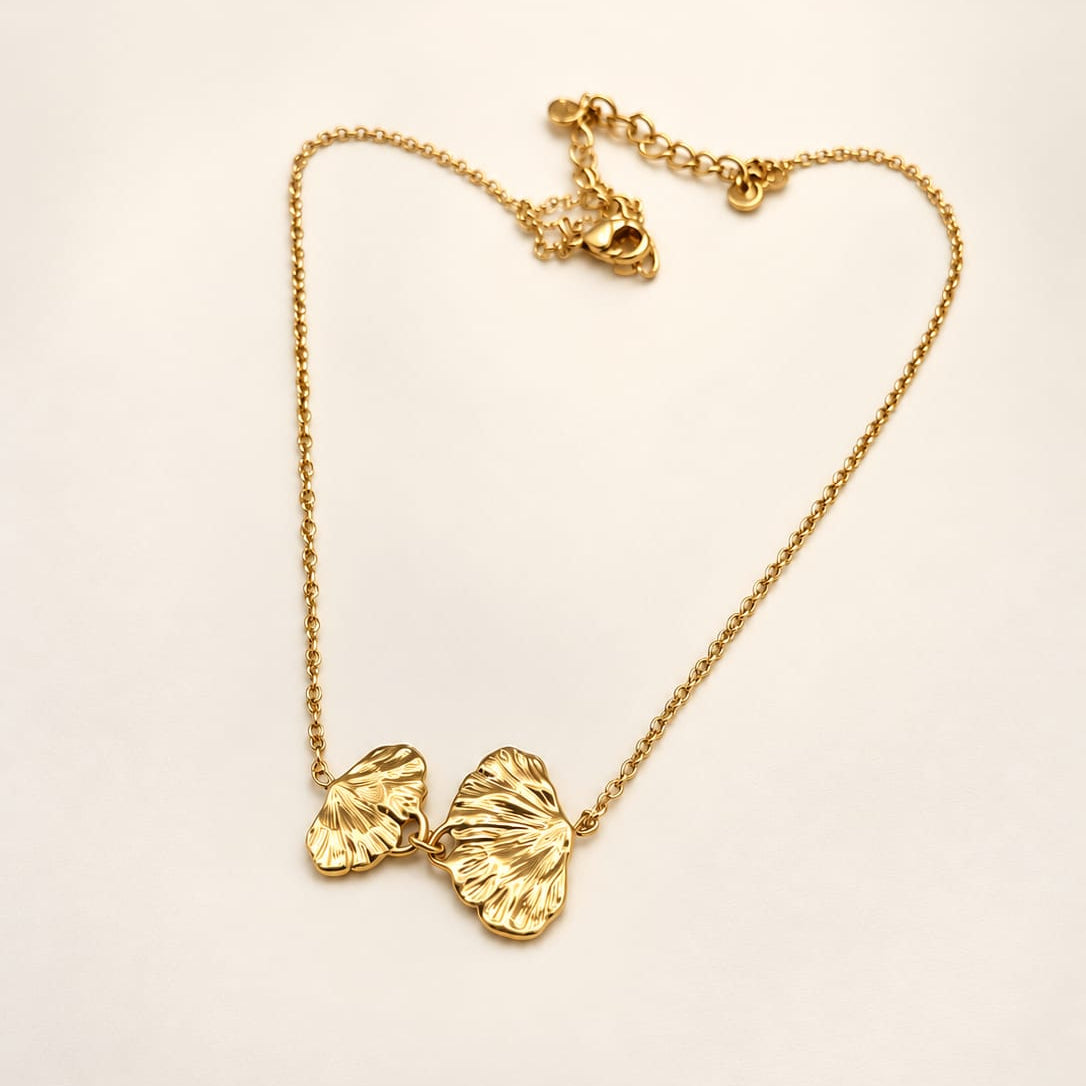 ORMA - Collier feuille de Ginkgo en acier inoxydable