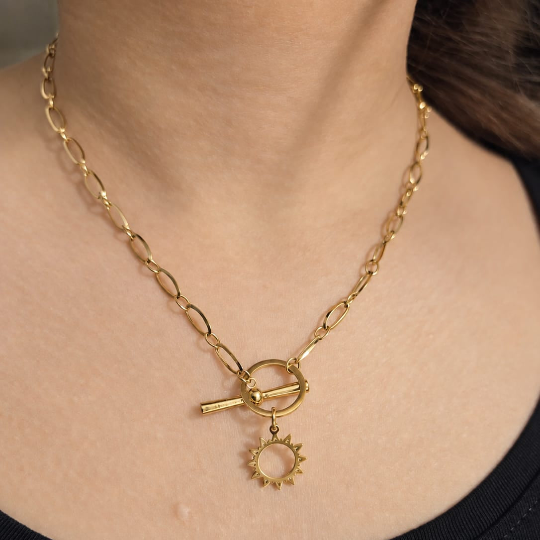 SUNSHINE - Collier doré pendentif  soleil