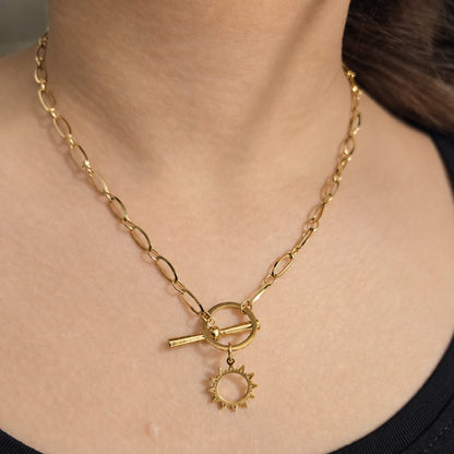 SUNSHINE - Collier doré pendentif  soleil
