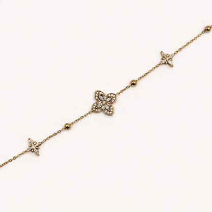 AYLANA - bracelet doré fleuri et cristaux
