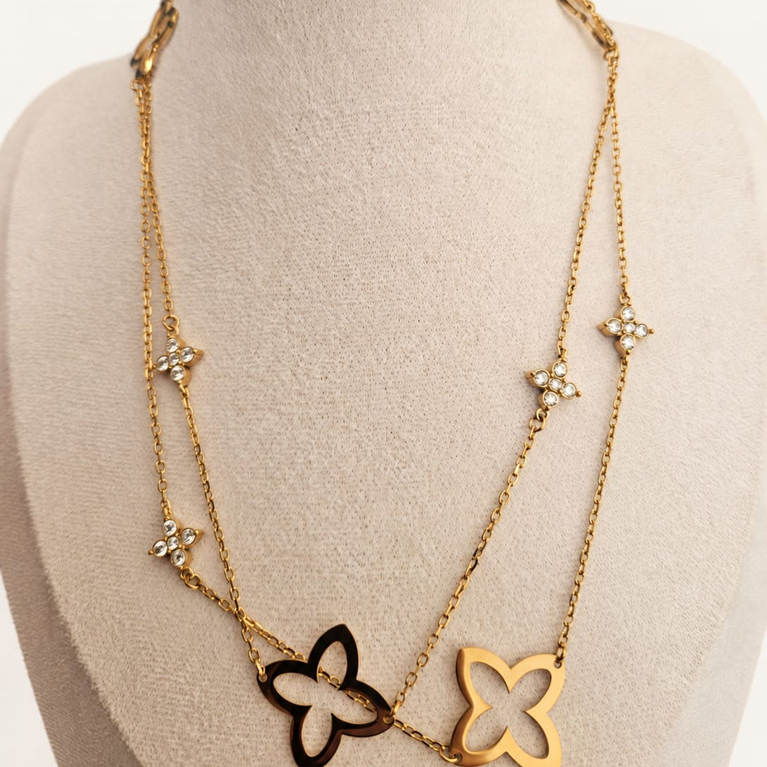YSÉA – Sautoir  à motifs trèfles et strass