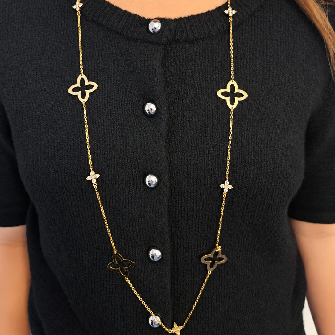 YSÉA – Sautoir  à motifs trèfles et strass