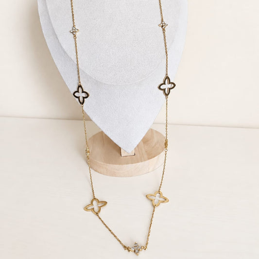 YSÉA – Sautoir  à motifs trèfles et strass