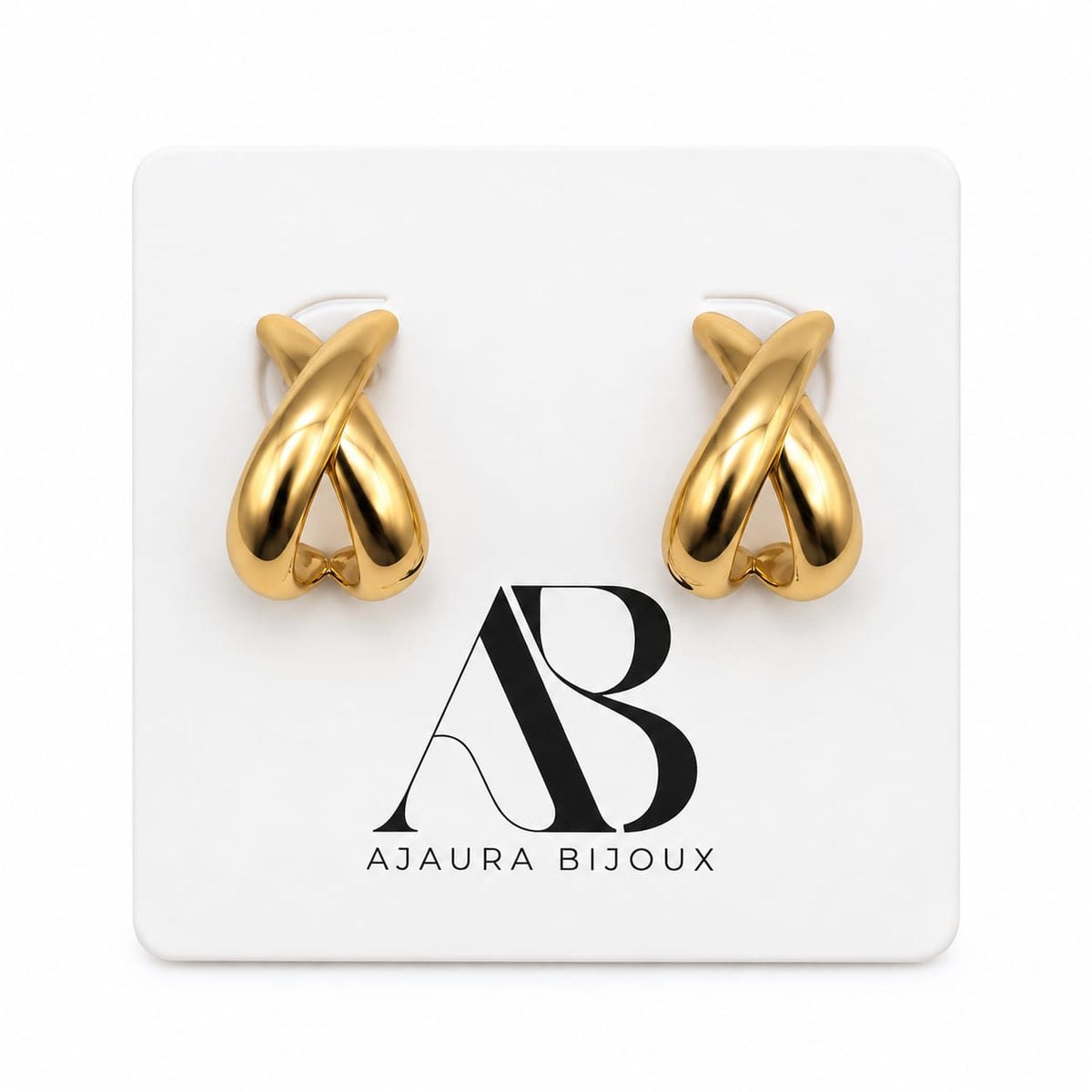 AURA – boucles d'oreilles  croisées dorées