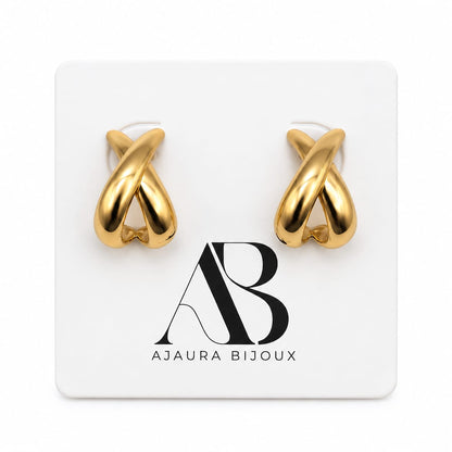 AURA – boucles d'oreilles  croisées dorées