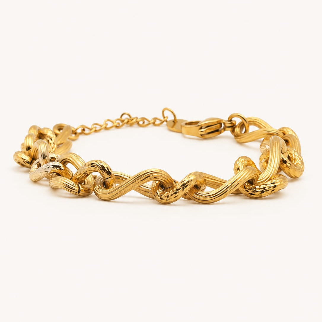 SIENA - Bracelet chaîne dorée texturée