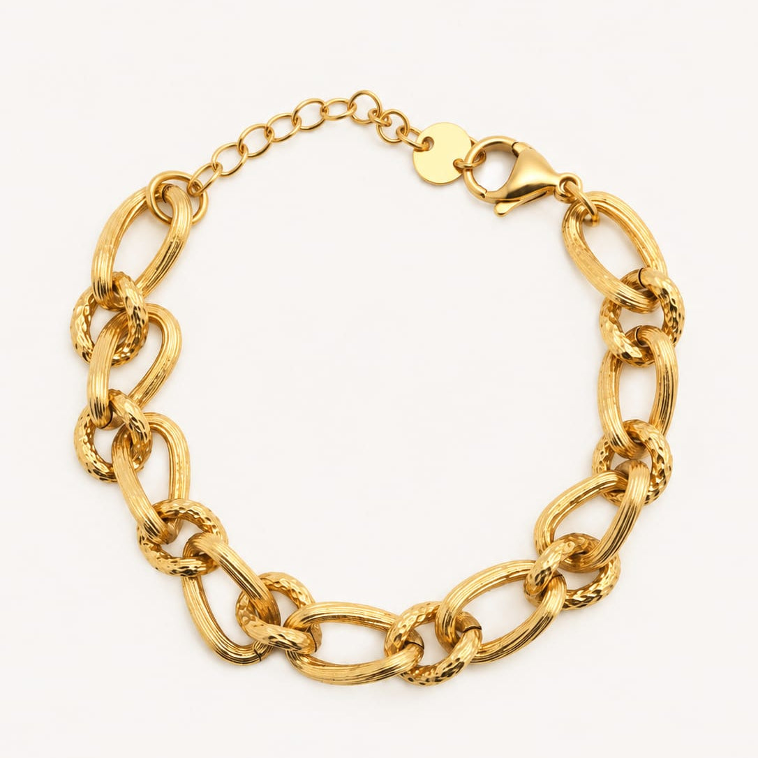 SIENA - Bracelet chaîne dorée texturée