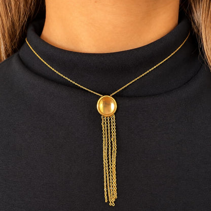 CASCADE  – Collier Médaillon & Franges Dorées