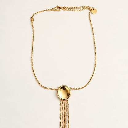 CASCADE  – Collier Médaillon & Franges Dorées