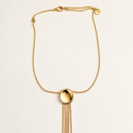 CASCADE  – Collier Médaillon & Franges Dorées