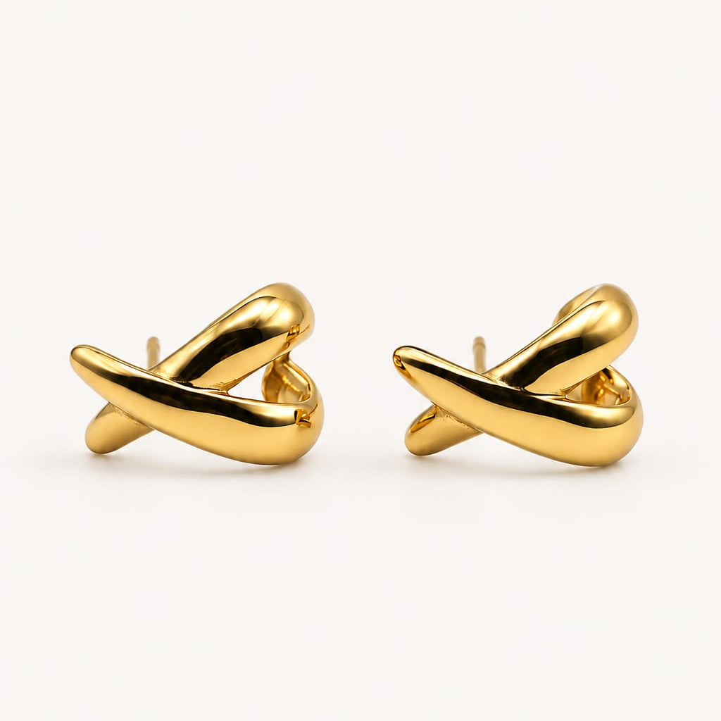 AURA – boucles d'oreilles  croisées dorées