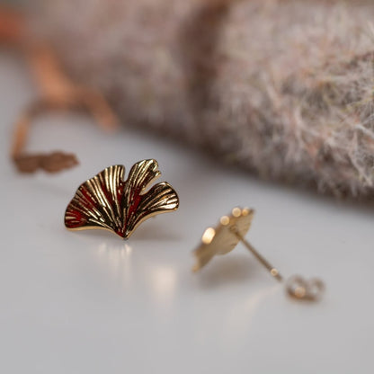 Ginkgo – Boucles d’oreilles dorées motif feuille